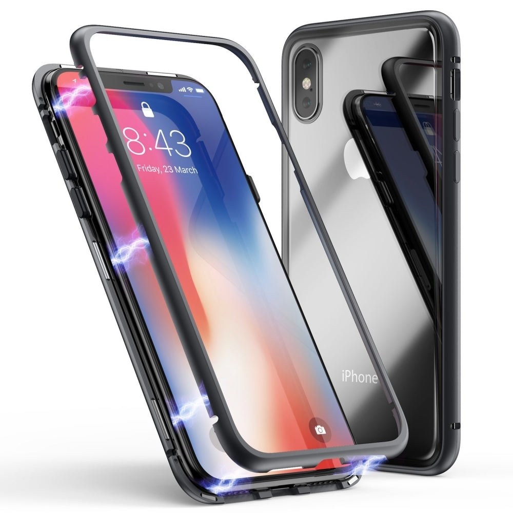 Metal Magnetic Glass Case for iPhone X/XS
